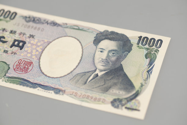 灰色背景上的1000日元纸币图片下载