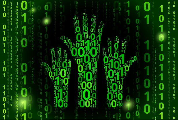 举起手二进制代码矢量图案背景图片下载