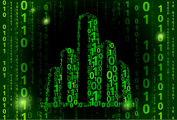 天际线二进制代码矢量模式背景图片下载