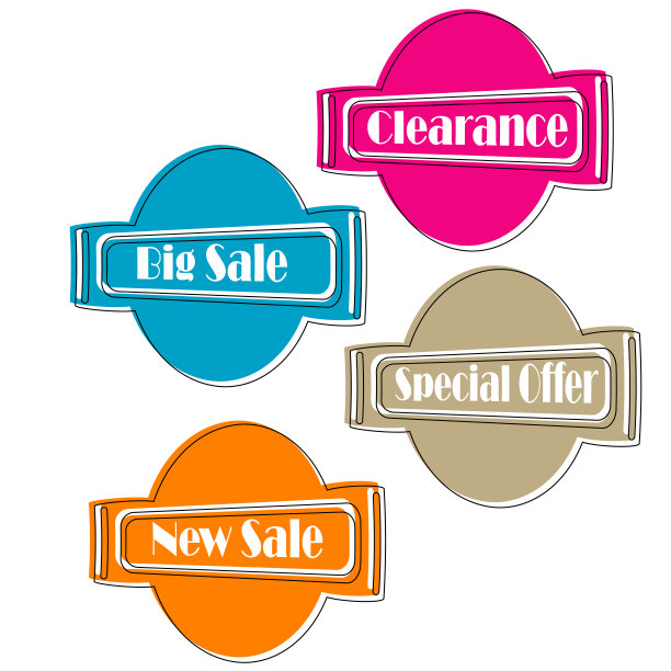 收集扁平线性促销缎带横幅滚动价格标签贴纸徽章海报孤立的背景图片下载