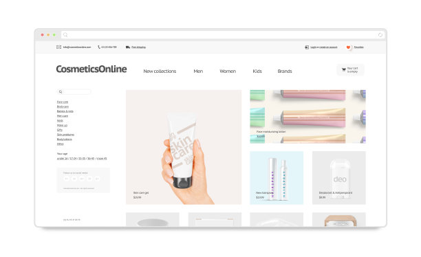 化妆品网店网站模板模拟孤立图片下载