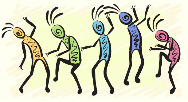 抽象的神秘的舞者。企业形象草图。向量图片下载