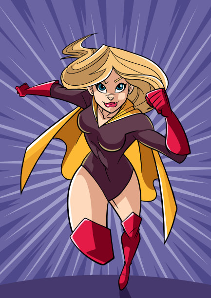 超级女英雄在城市里奔跑图片下载