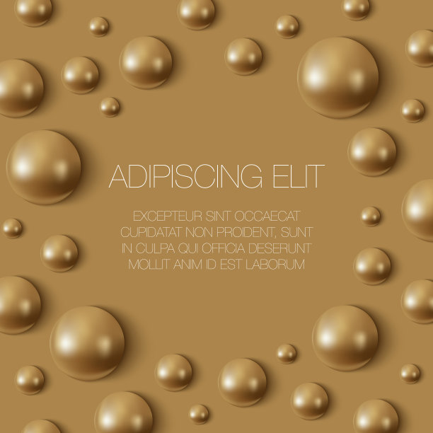 表面是逼真的金球。化妆品横幅与地方的文字。图片下载