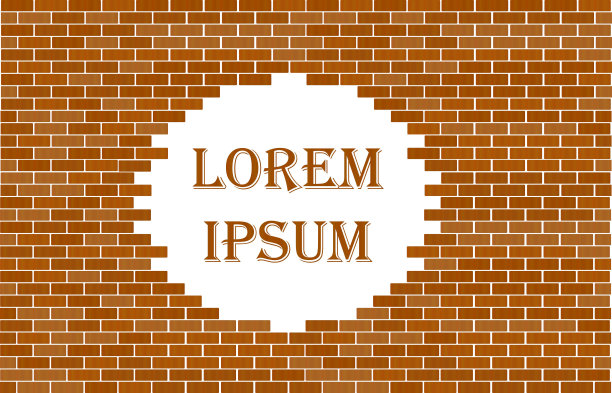 红色砖墙无缝与空白的地方为文本矢量插图抽象背景纹理模式连续复制图片下载