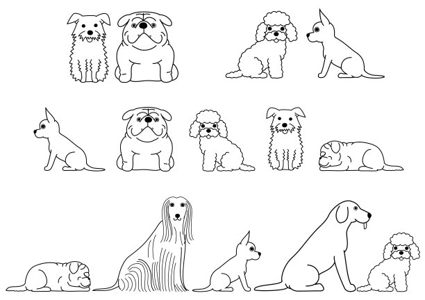 可爱的狗狗边线艺术图片下载