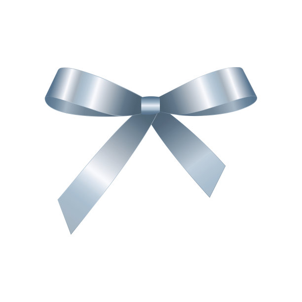 矢量闪亮的蓝色缎子礼物弓靠近孤立的白色背景图片下载