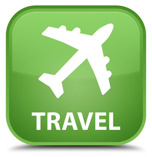 旅行(飞机图标)专用绿色软方形按钮图片下载