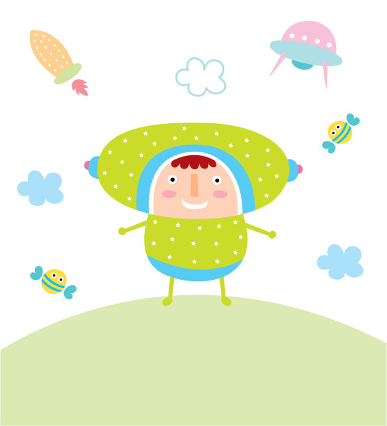 可爱的宇航员男孩涂鸦贺卡图片下载