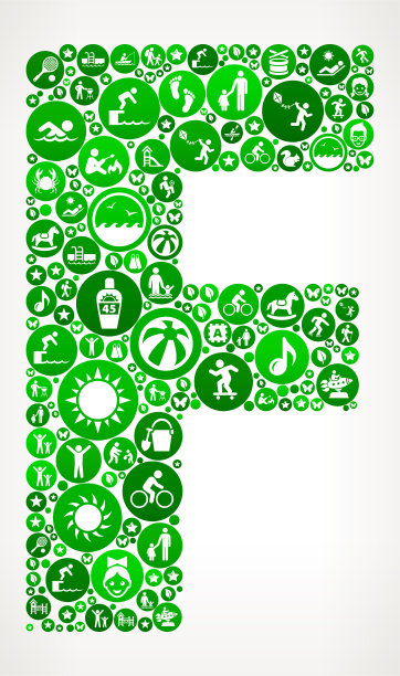 字母F夏令营有趣的图标模式图片下载