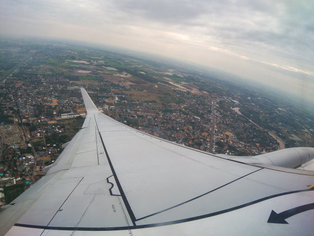 飞机的翅膀在天空中图片下载