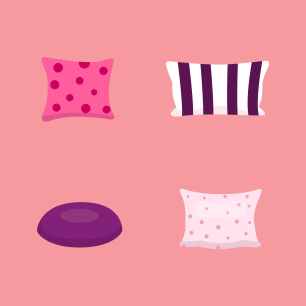设置凉爽的枕头矢量插图卡通风格。图片下载
