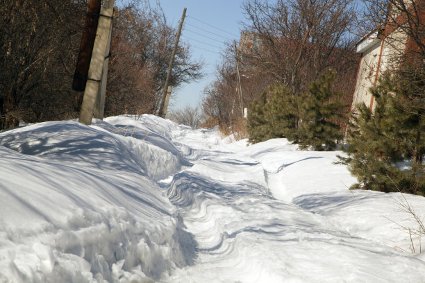 冬天的路上铺满了雪图片下载