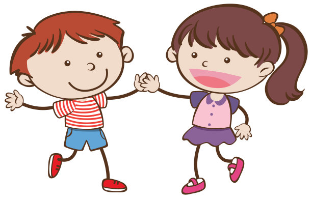 男孩和女孩在白色的背景上跳舞图片下载