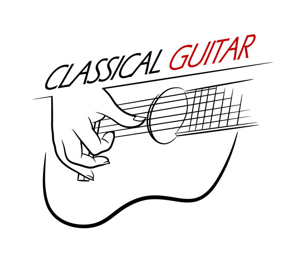 古典吉他标志的手拨吉他弦图片下载