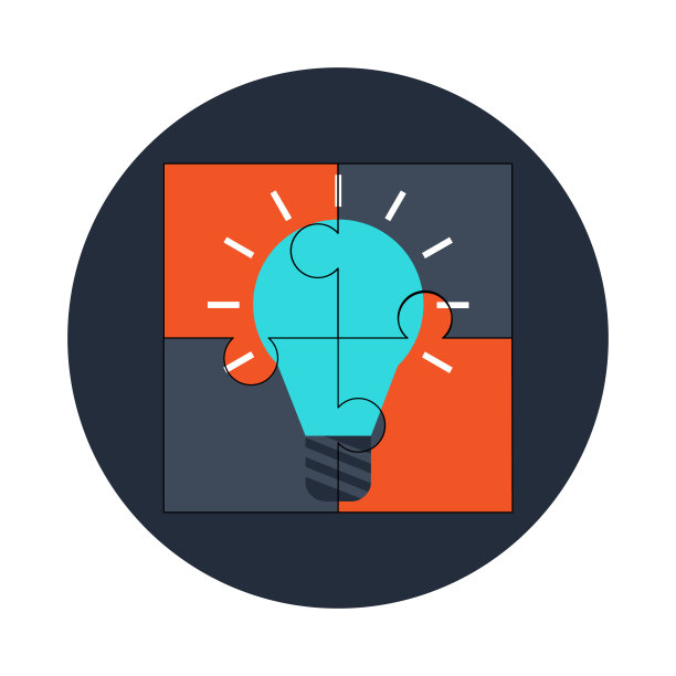 好的解决方案图标。矢量图。谜题的灵光一现。图片下载