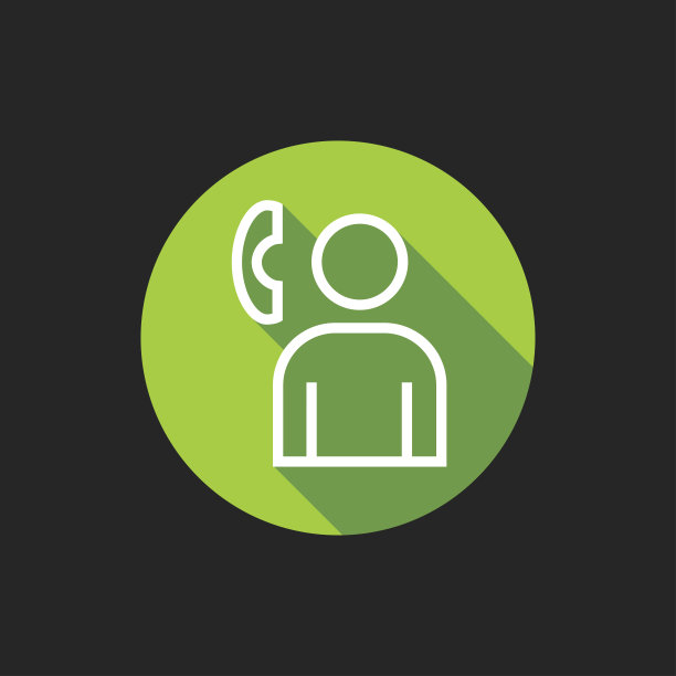 优雅的通用白色极简细线呼叫图标与阴影的圆形颜色按钮上的黑色背景图片下载