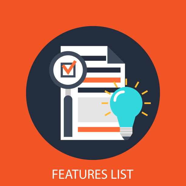 功能列表图标适合信息图形，网站和打印媒体和界面。平面向量的图标。素材图片