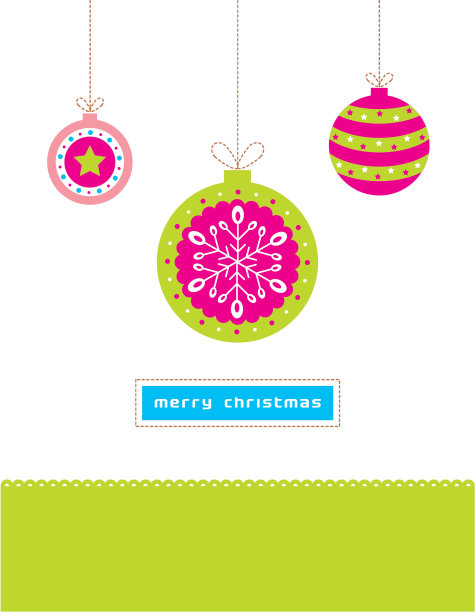 圣诞快乐圣诞球贺卡素材图片