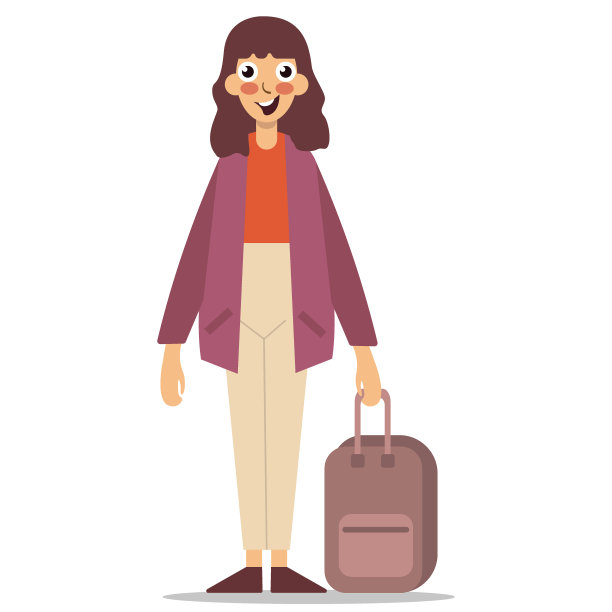 白底行李箱的女人图片下载