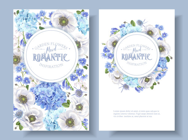 蓝色银莲花圆形banner图片下载