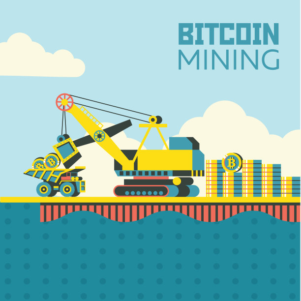 比特币挖掘。Cryptocurrency。矢量插图。图片下载