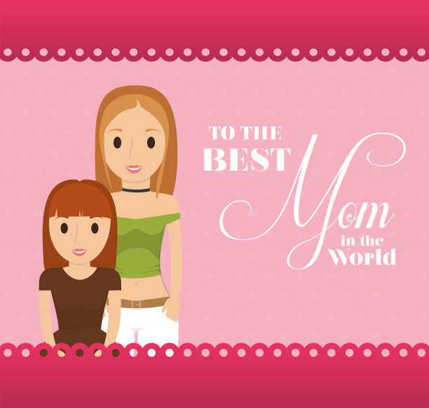 母亲节妈妈与孩子可爱的卡片图片下载