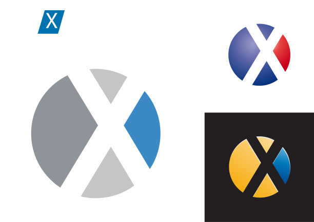 向量符号球面字母X图片下载