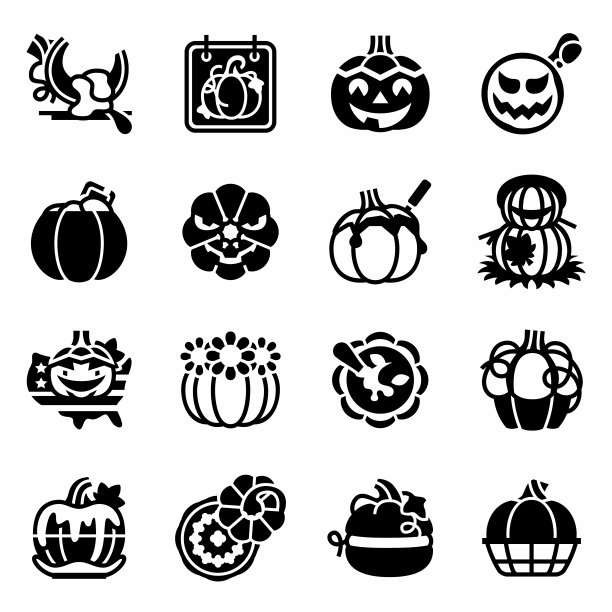 向量国家南瓜日图标集图片下载
