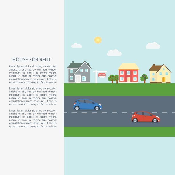 销售横幅，广告屋，有树的小屋。图片下载