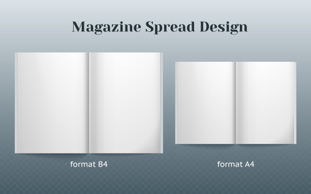 双页传播杂志设计。两个独立的模板B4和A4格式。图片下载