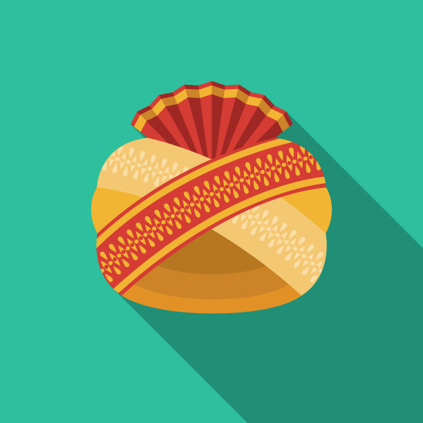 带侧影的印度头巾扁平设计图标图片下载