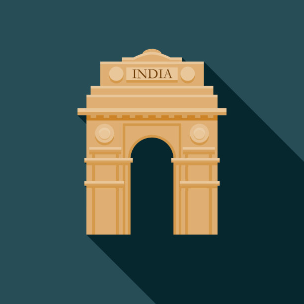 门平面设计印度图标与侧影图片下载