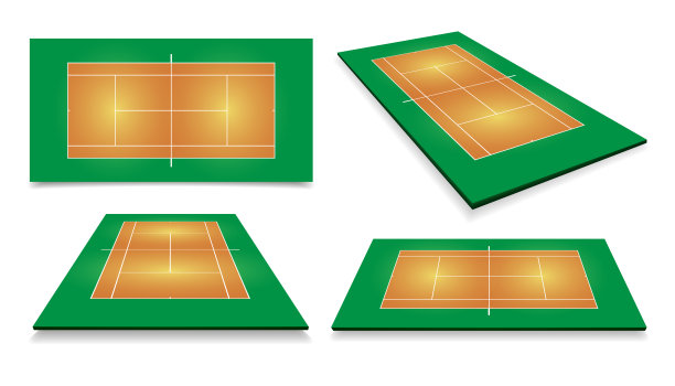 网球场。顶视图和不同的视角，eps10矢量图片下载