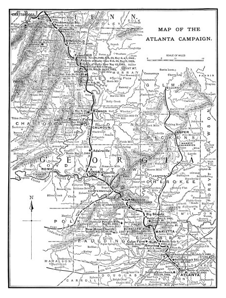 美国内战亚特兰大战役地图图片下载