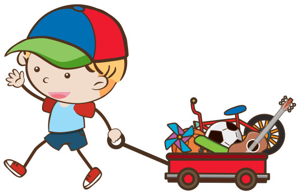 有玩具车的涂鸦男孩图片下载