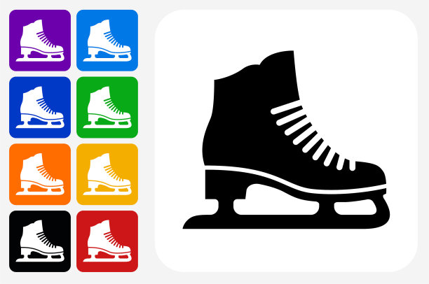 溜冰鞋图标方形按钮设置图片下载