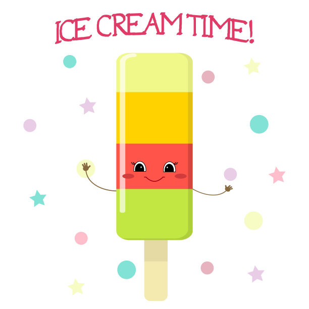 冰淇淋笑脸在卡通风格的棍子上图片下载