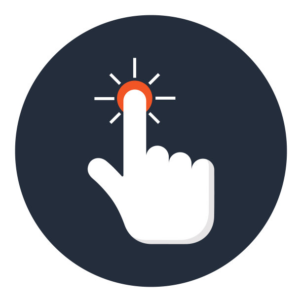 触摸屏技术平面图标。按按钮的手。素材图片