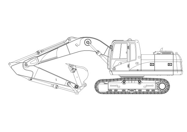 挖掘机蓝图-隔离图片下载