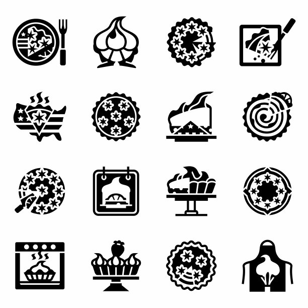 向量国家柠檬蛋白派日图标集图片下载