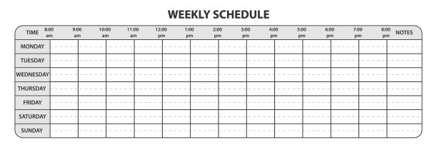 时间表，例行的每周时间表图片下载