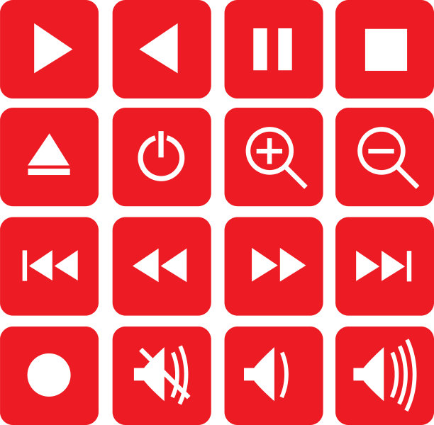 红色视频控制图标图片下载