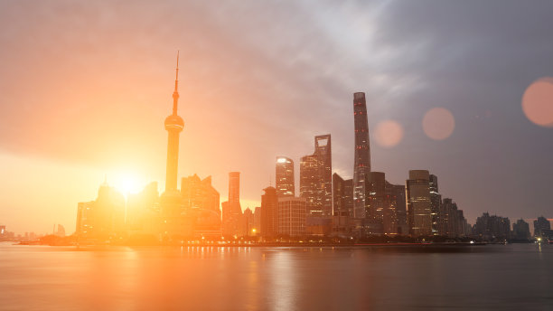 上海中国现代建筑摩天楼金融区大厦日出图片下载