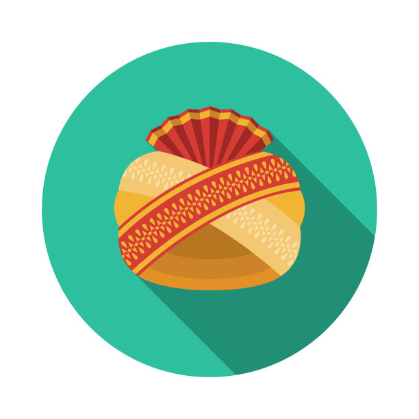 头巾平面设计印度图标与侧影图片下载