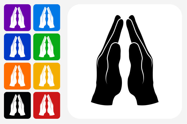 祈祷之手图标方形按钮套装图片下载