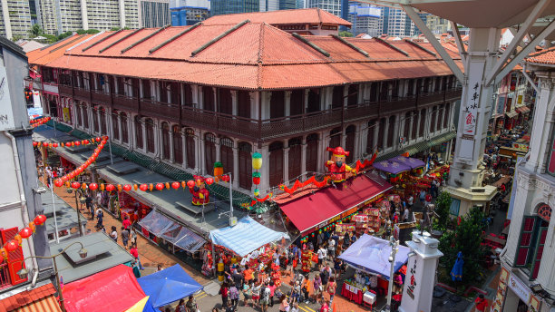 中国新年在新加坡华埠和旅客享受旅游图片下载