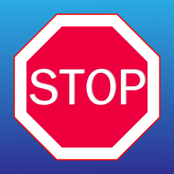 蓝色背景上的停止标志图片下载