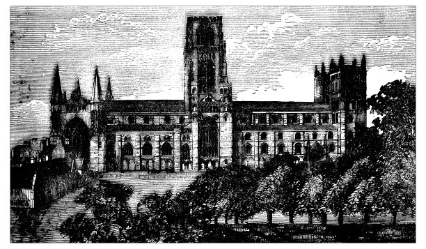古董雕刻插图：达勒姆大教堂图片下载