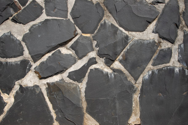 用黑色石头砌成的墙图片下载
